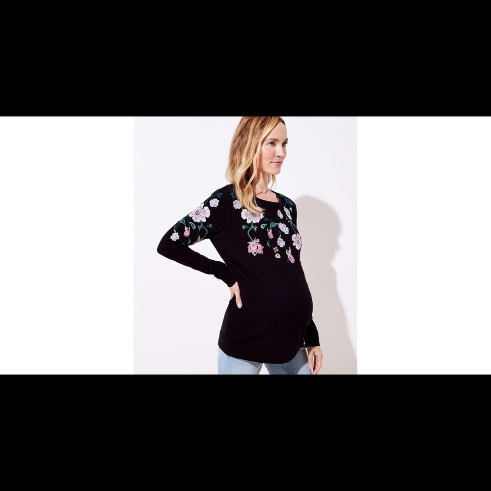 LOFT Maternity Floral Embroidered Sweatshirt